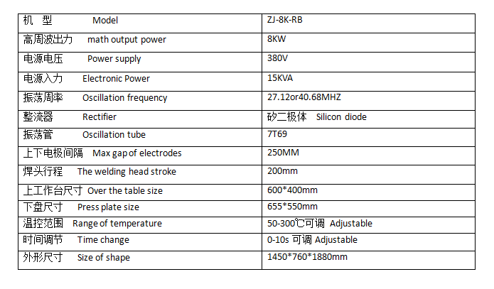 高周波塑料熔接機參數(shù) 高周波塑料熔接機參數(shù)
